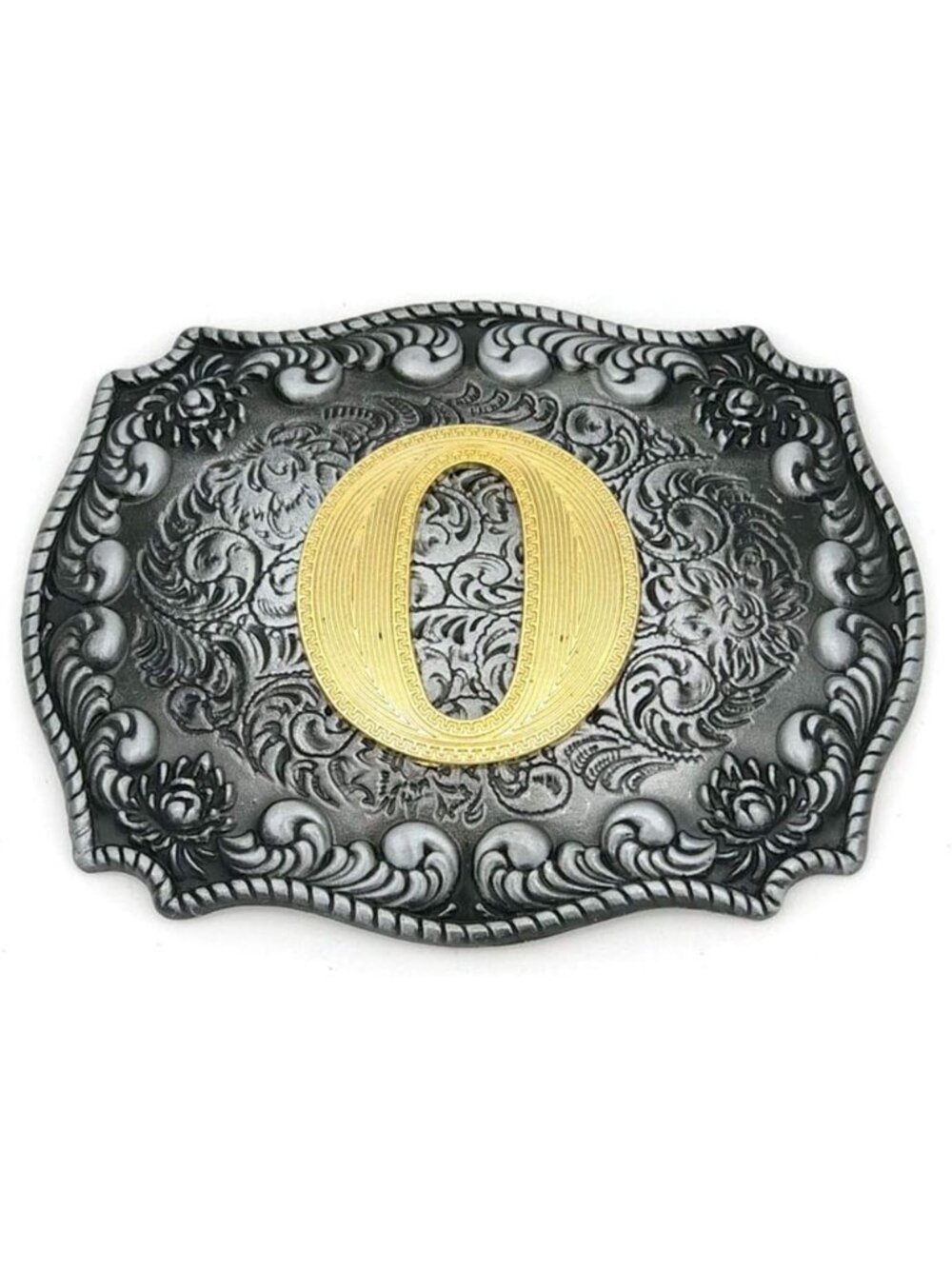 Unisex O Imported Western Silver Large Belt Buckle Initial Letters Rodeo